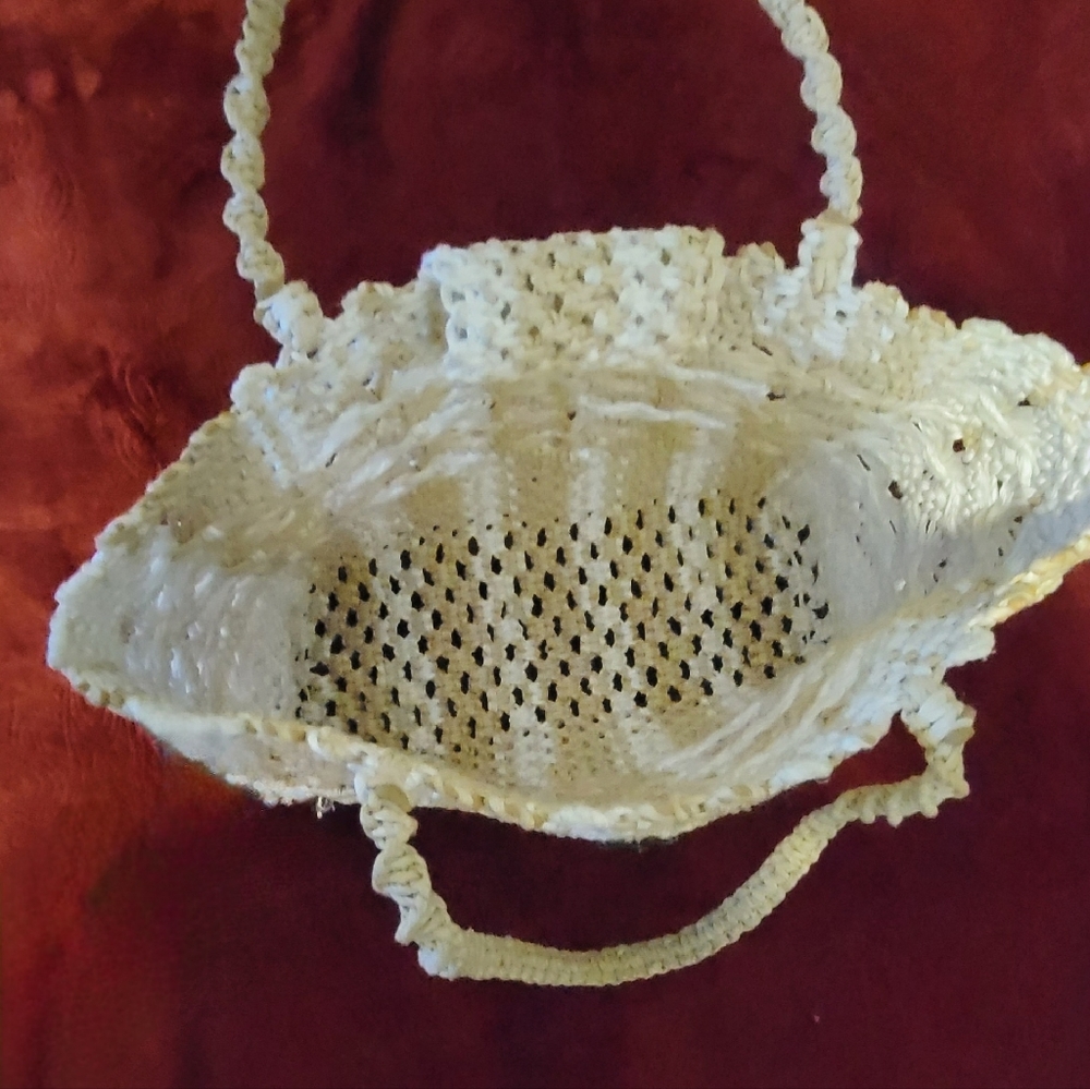 ๐ฅ6XHP๐ฅ9-21-23,4-5,4-19,5-25-24๐ฅ๐ฅNWOT WOMENS MACRAME KNIT BAG WHITE AND KHAKI - Picture 5 of 5